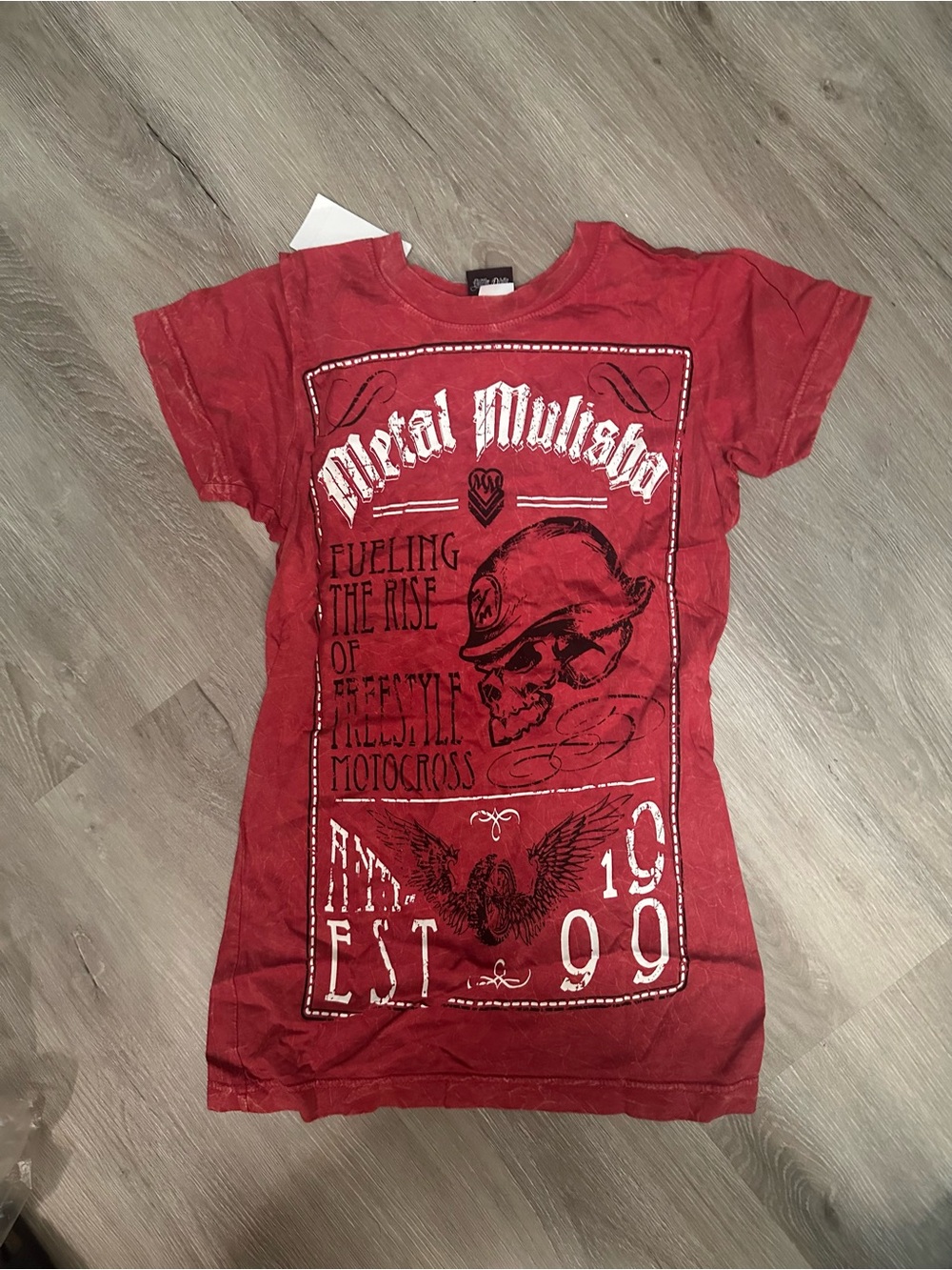 Metal Mulisha Red Short Sleeve Graphic Tee with Skull Motocross Art